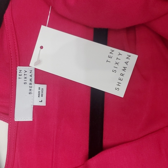 Ten Sixty Sherman Deep V neck bodysuit large hot pink - Picture 3 of 5